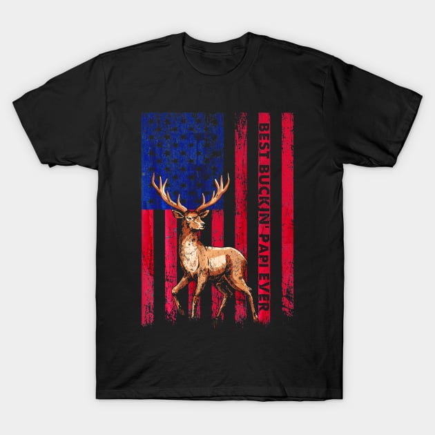 Best Buckin Papi Ever US Flag Hunting T-Shirt by Kiwistore